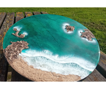 Cuadro resina playa 3D arte oceánico