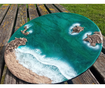 Cuadro resina playa 3D arte oceánico