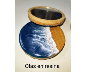 Espejos Bambú artesanal olas